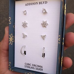 ADDISON BLVD Cubic Zirconia & Sterling Silver Earring Set (4 pairs)